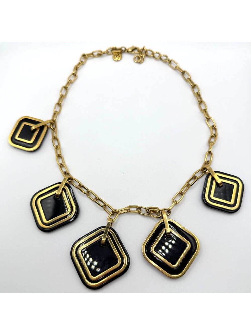 Tory Burch Gold Tone & 5 Black Pendant Necklace